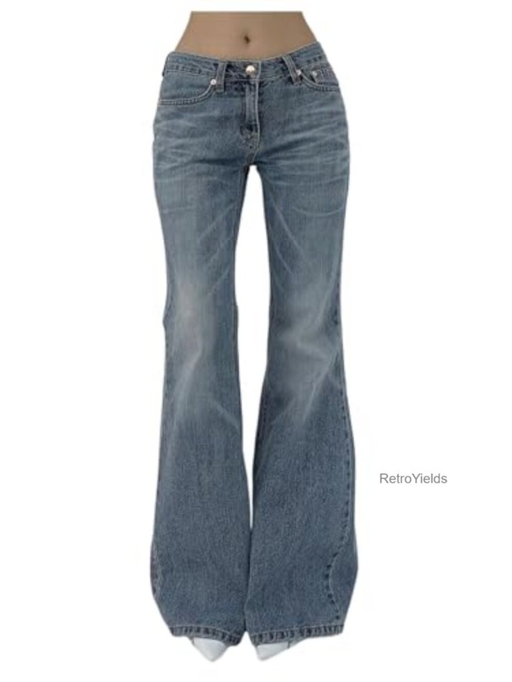 Y2k Low Rise Flare Leg Denim Pants Bell Bottom Jeans Drop Waist